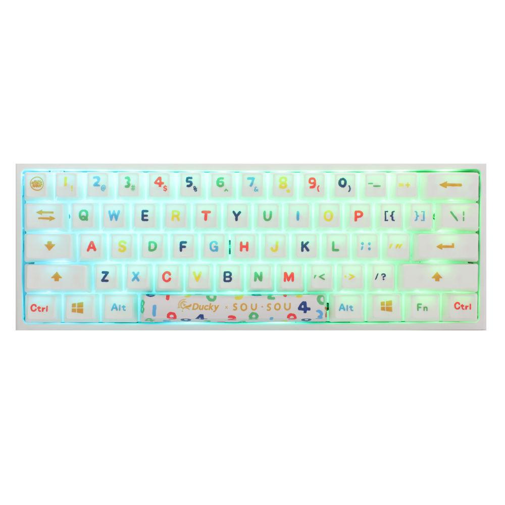 Геймърска механична клавиатура Ducky x SOU SOU One 2 Mini White RGB, Cherry MX Brown