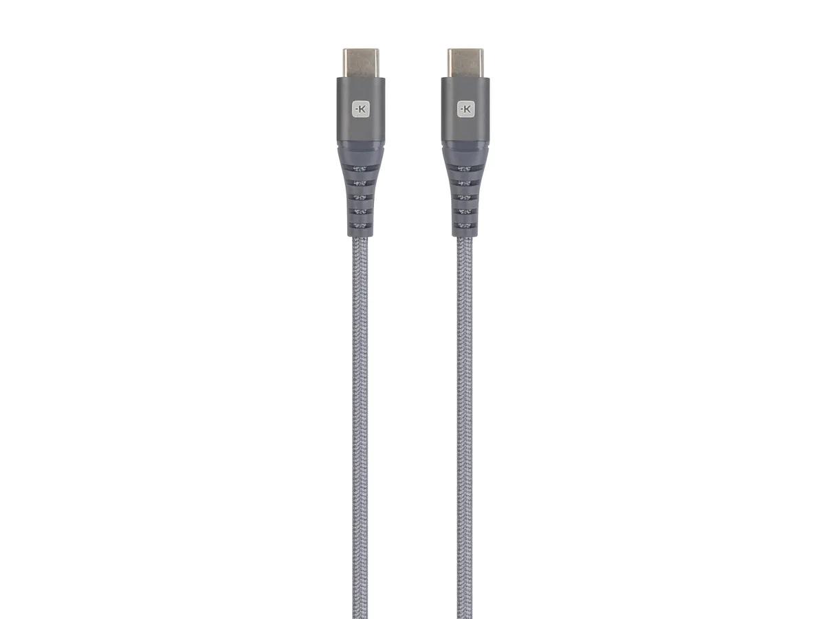Кабел Skross, USB-C - USB-C, Метална оплетка, 1.20 м, Сив