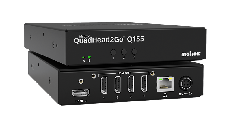 Външен мулти-дисплей адаптер Matrox QuadHead2GO Q155 Multi-Monitor Q2G-H4K за едновременна работа на 4 мониторa с HDMI вход