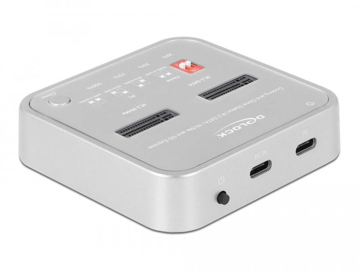 Докинг станция Delock 1 x M.2 NVMe SSD, 1 x M.2 SATA SSD, SD Express Card Reader, Клониране