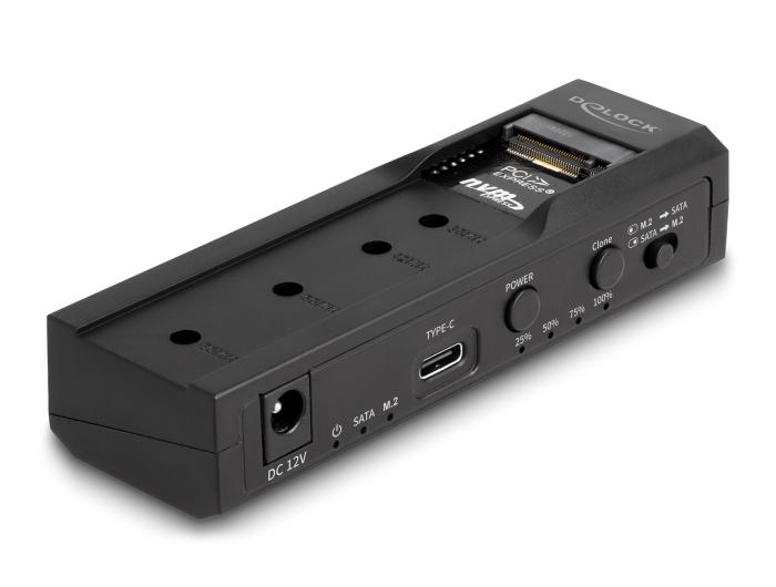 Станция Delock USB-C, 1 x M.2 NVMe SSD + 1 x SATA SSD / HDD, Клониране