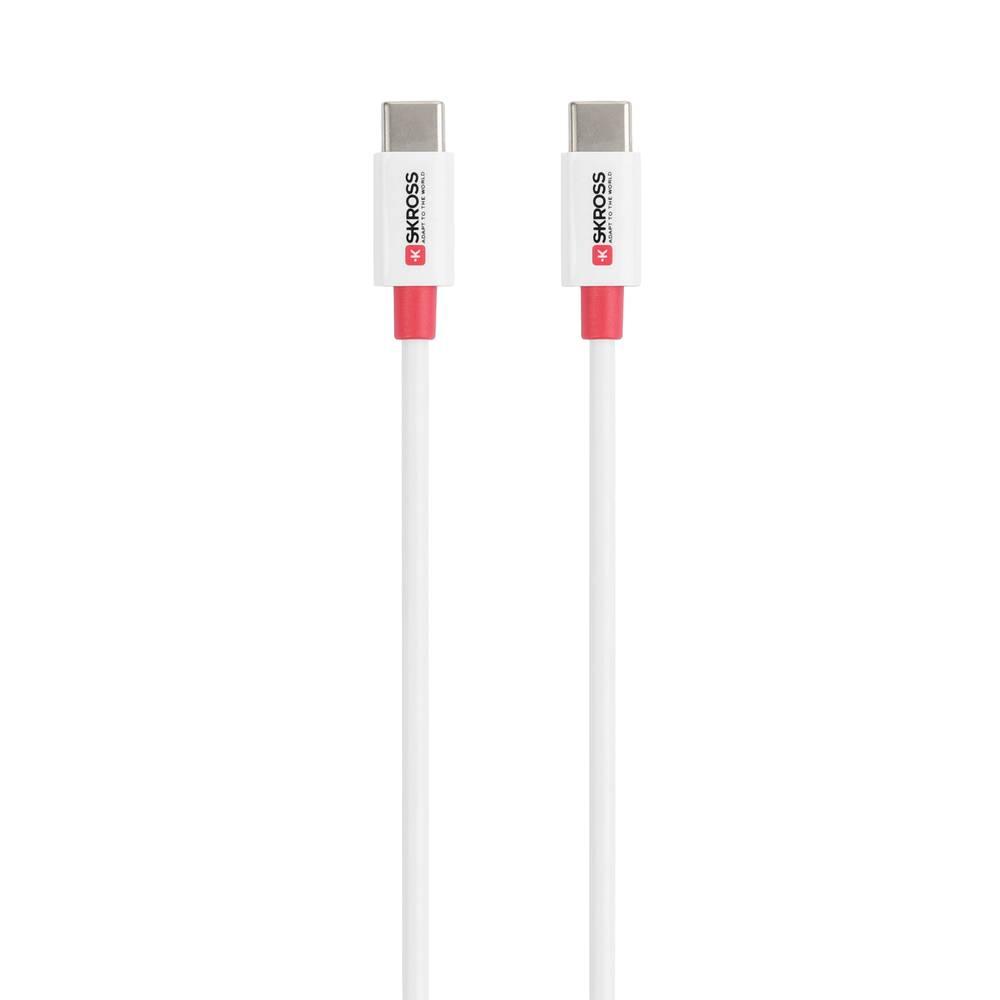 Кабел Skross, USB-C - USB-C 2.0 мъжко, 1.20 м, Бял