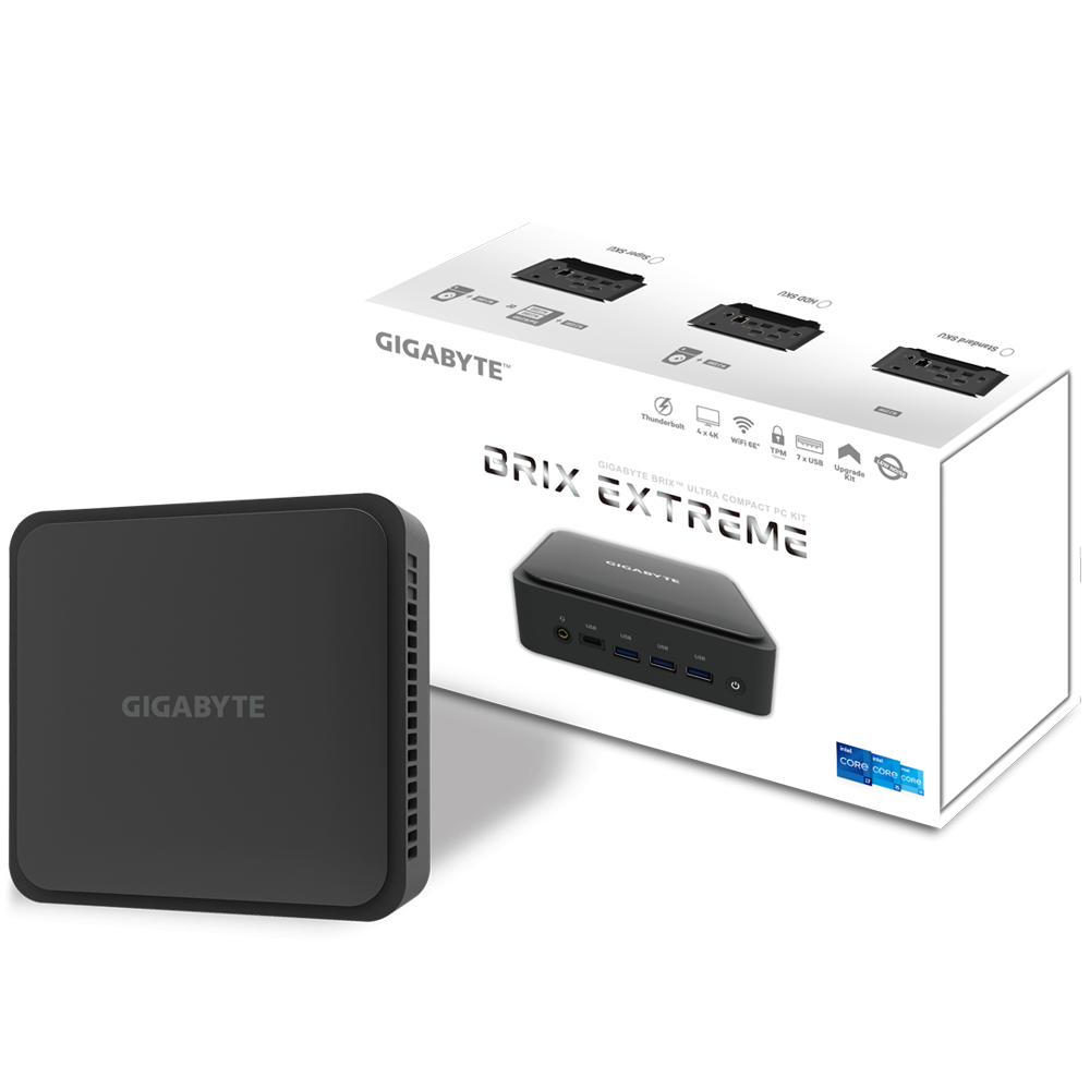 Настолен компютър Gigabyte BRIX BEI5HS-1260, Intel Core i5-1240P, 2 x SO-DIMM DDR4, M.2 SSD