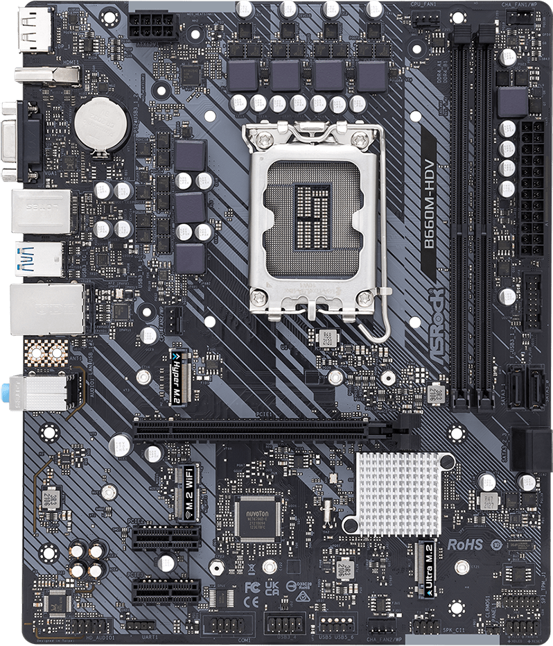 Дънна платка ASRock B660M-HDV, LGA1700, DDR4, mATX