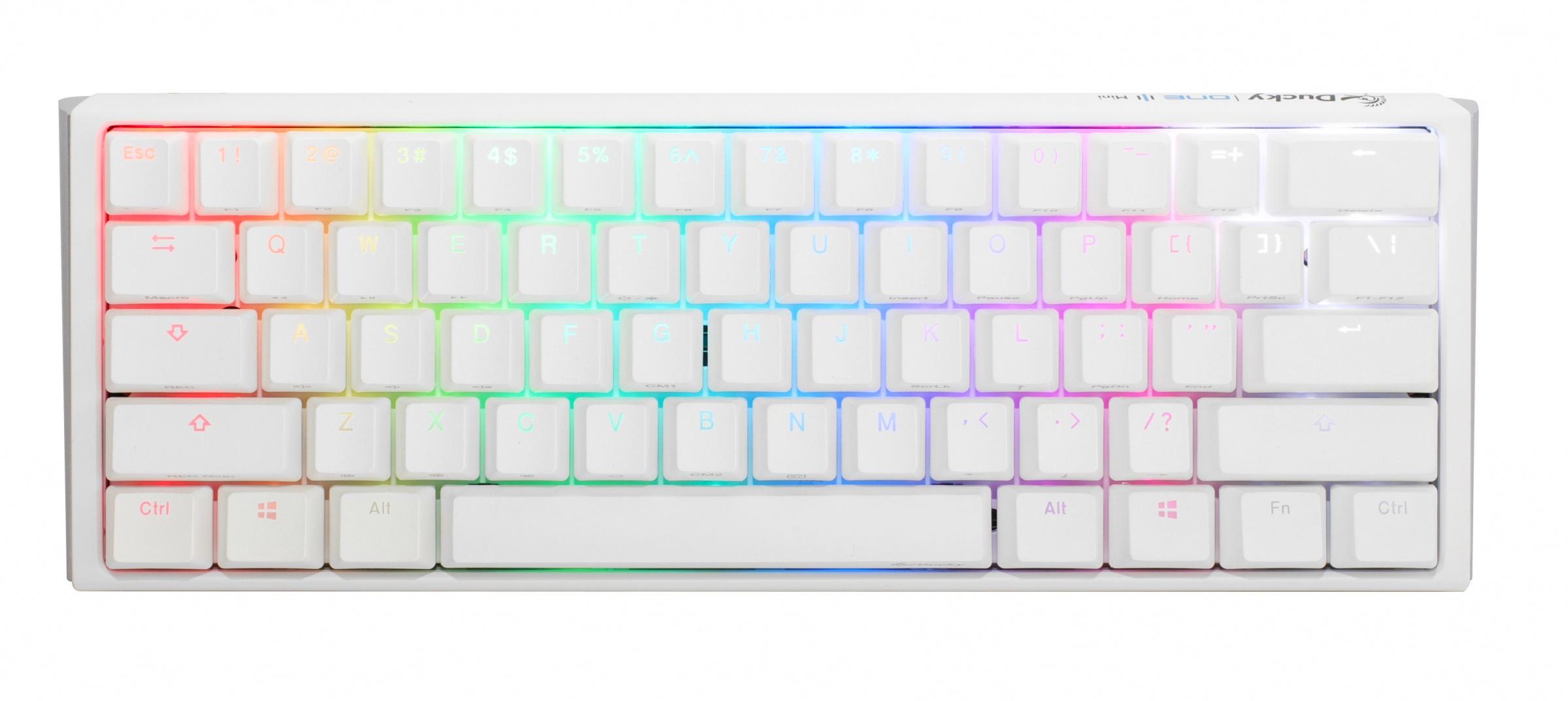 Геймърска механична клавиатура Ducky One 3 Pure White Mini 60% Hotswap Cherry MX Speed Silver RGB, PBT Keycaps