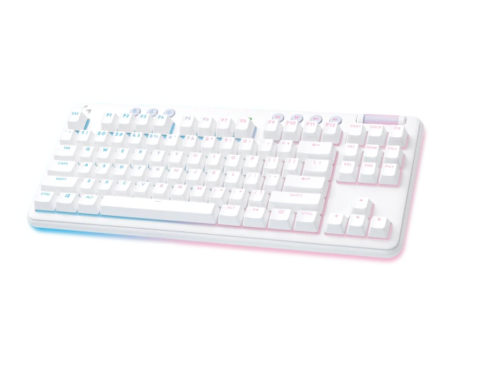 Безжична геймърска механична клавиатура Logitech G G715, TKL, Tactile, RGB LED, US Layout, бяла